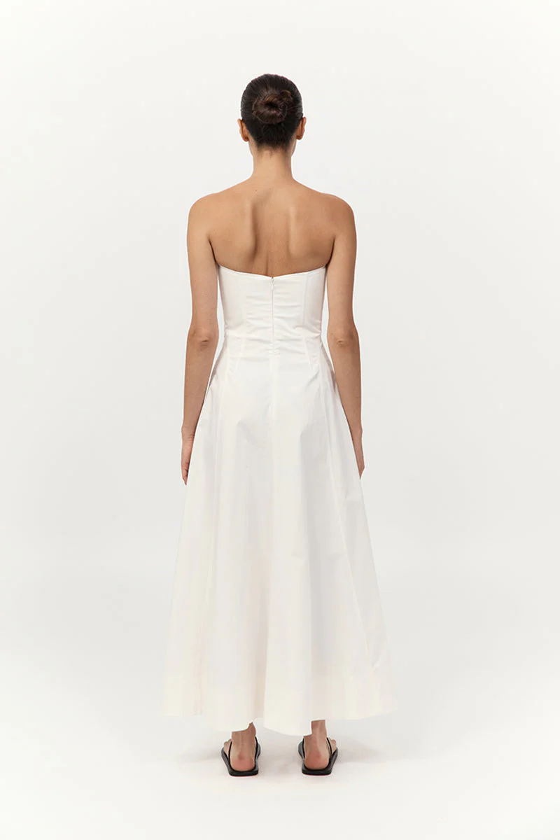 St. Agni Sculpted Cotton Strapless Dress - Image 6