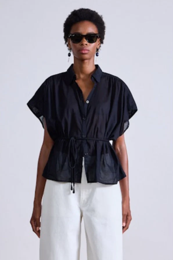 Apiece Apart Agni Floaty Blouse - Black - Image 4