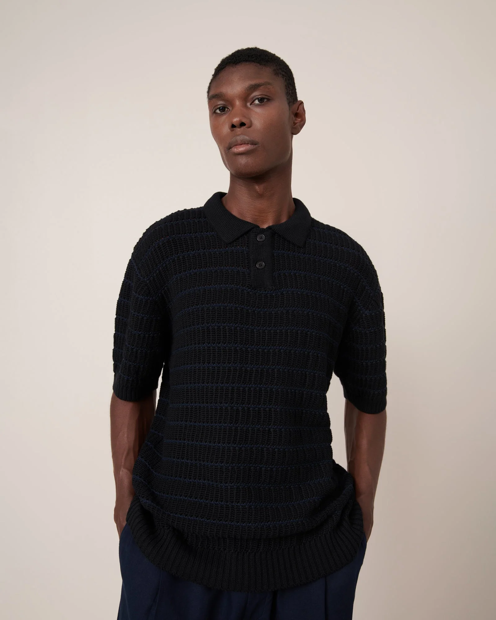 Kowtow Midnight Polo - Black-Navy