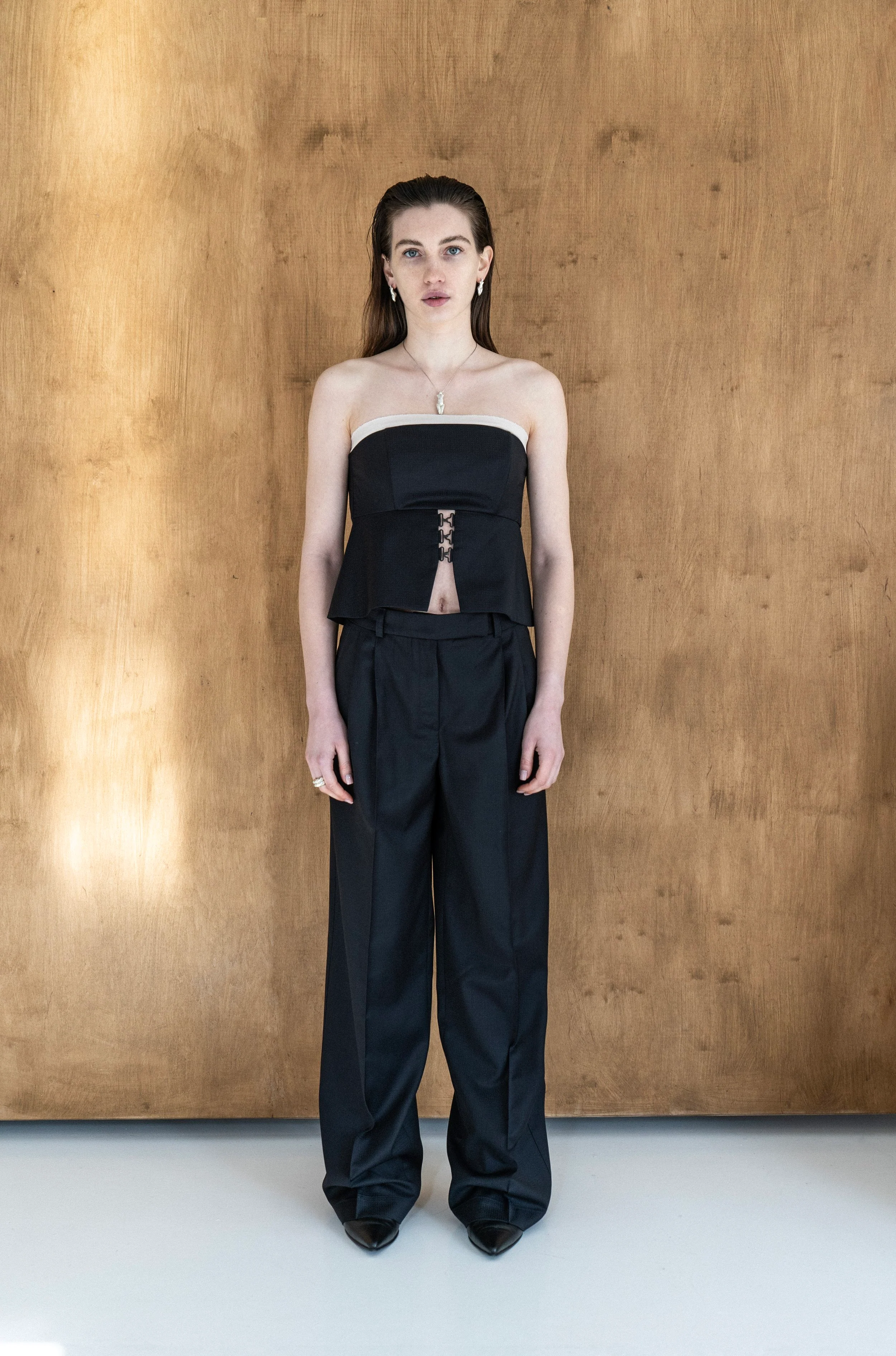 K M by L A N G E Temriava Wool Corset Top - Navy - Image 11