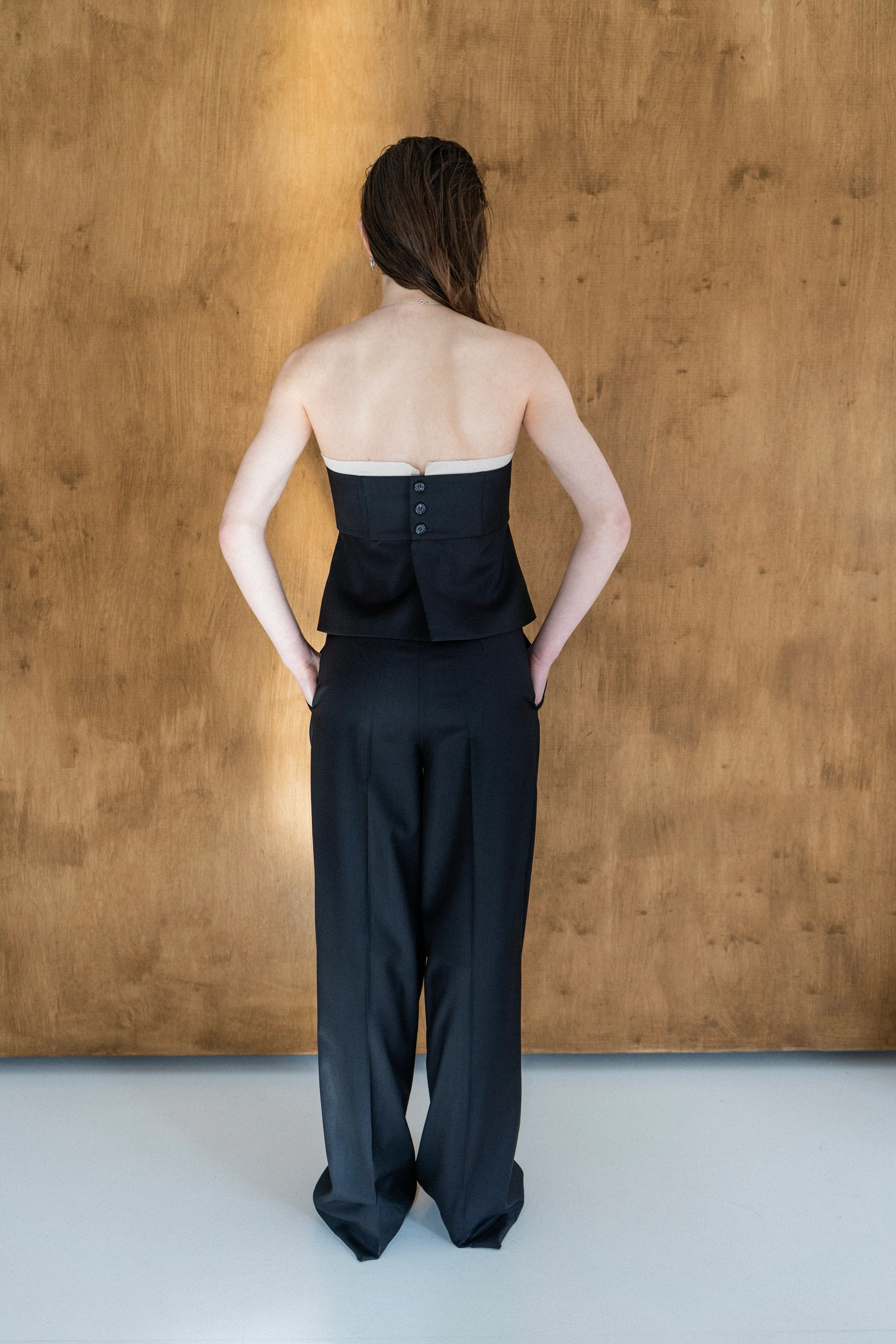 K M by L A N G E Temriava Wool Corset Top - Navy - Image 17
