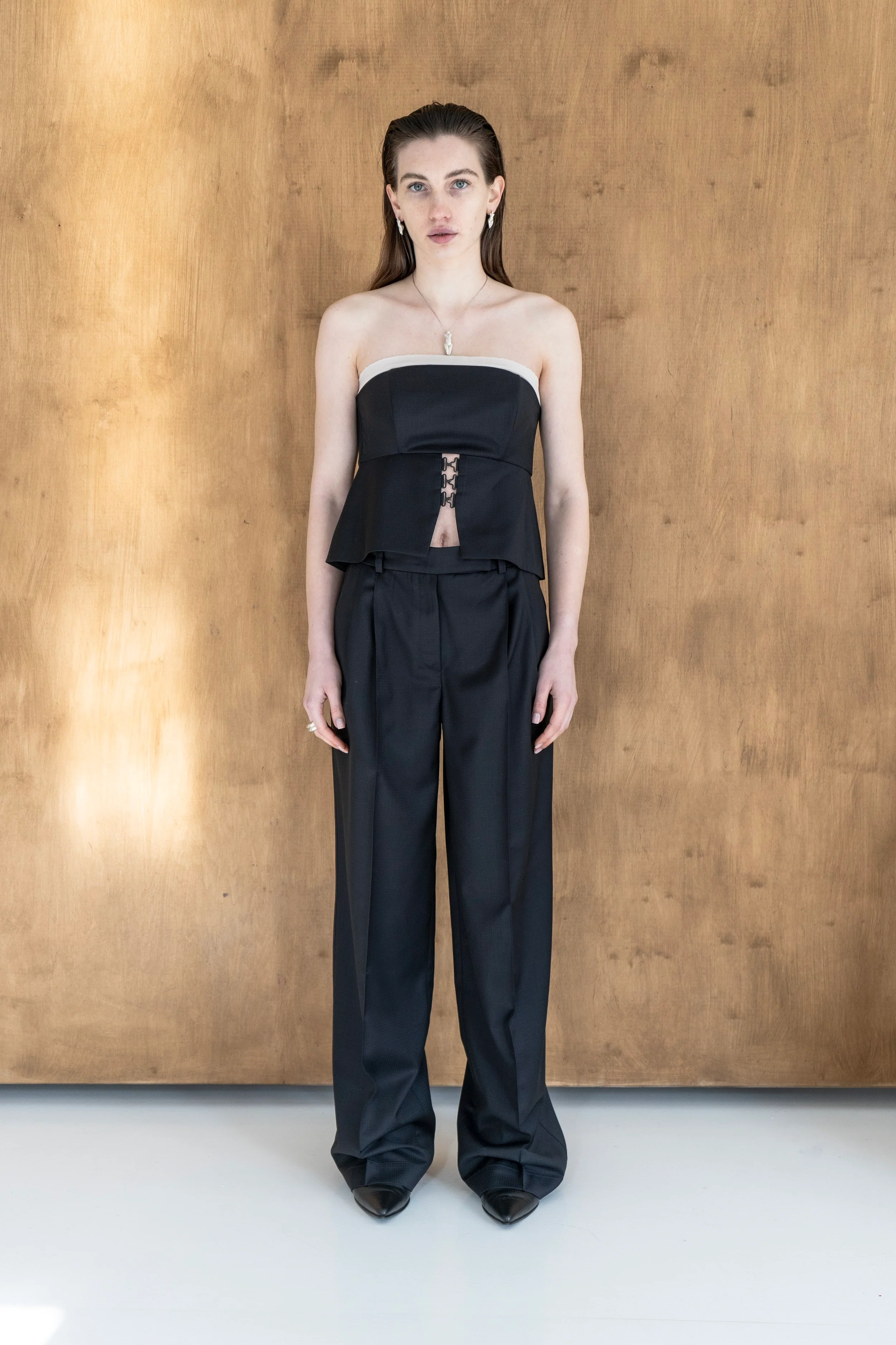 K M by L A N G E Temriava Wool Corset Top - Navy - Image 2
