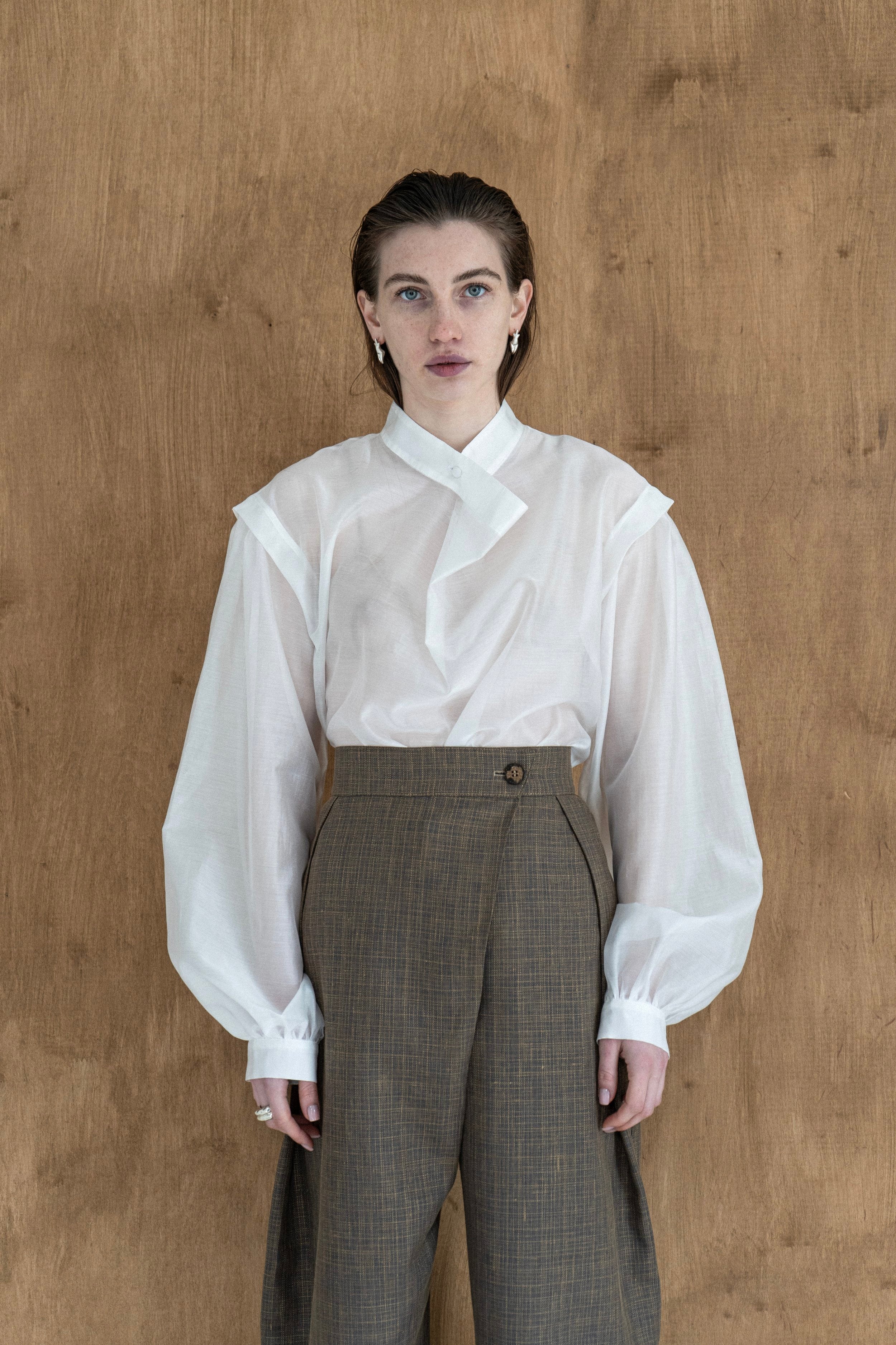 K M by L A N G E Tuman Cross Over Silky Blouse - Image 2