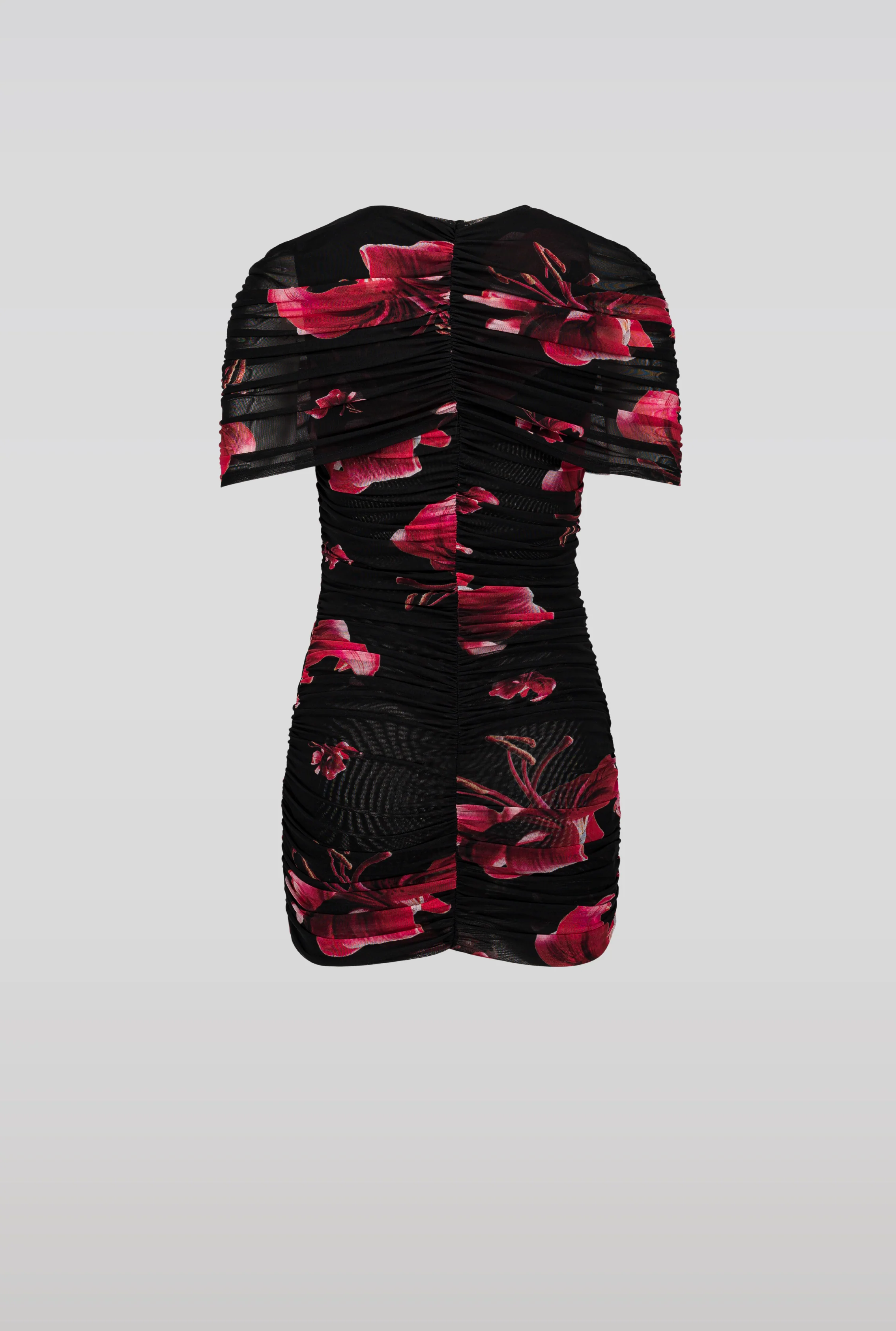 SAEMDI Draped Floral Mini Mesh Dress - Image 4