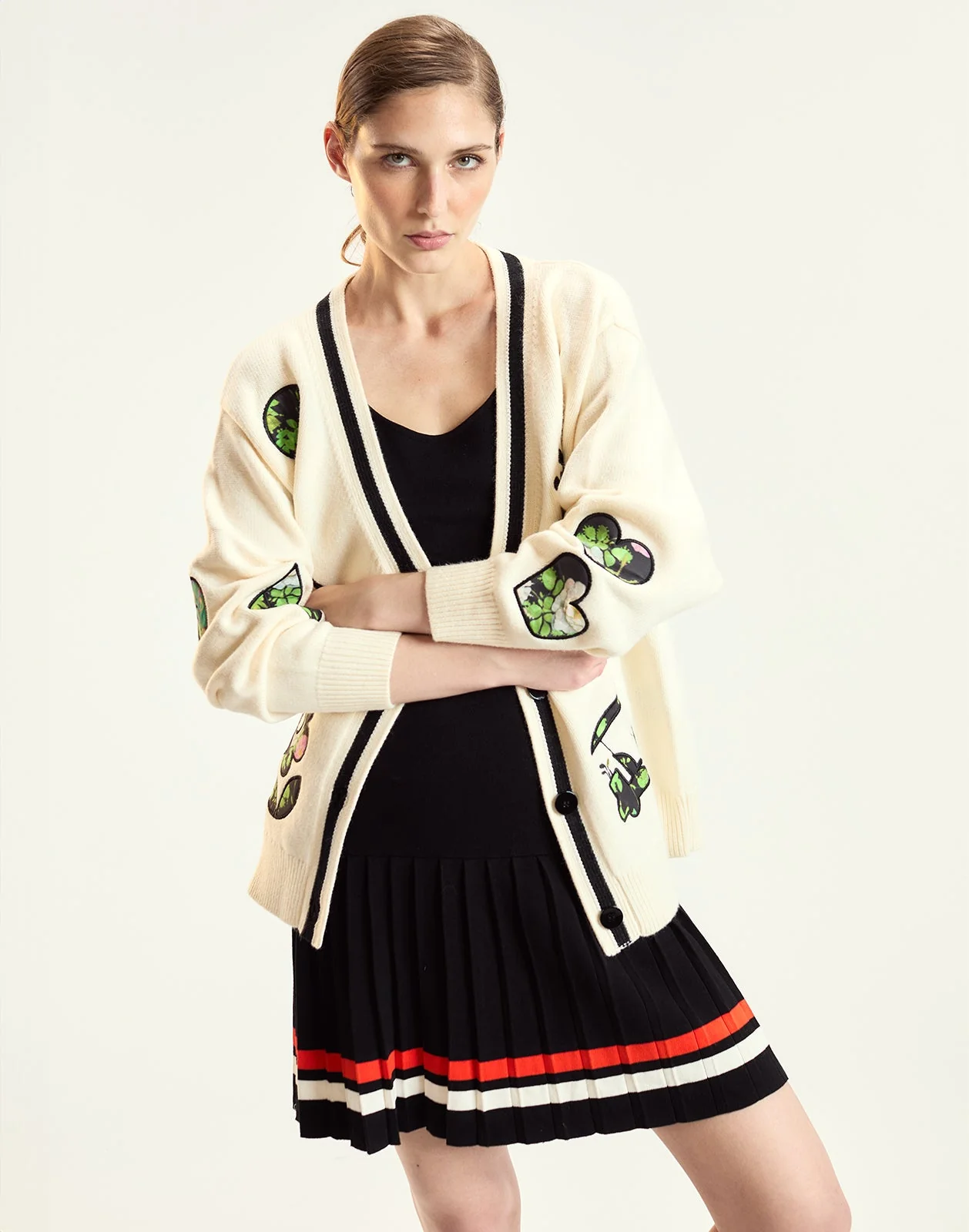 Cynthia Rowley Patchwork Cardigan - Cloud White - Image 3