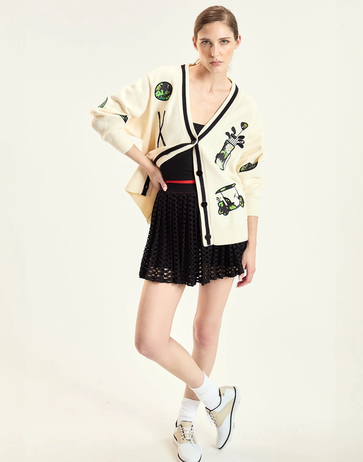 Cynthia Rowley Patchwork Cardigan - Cloud White - Image 4