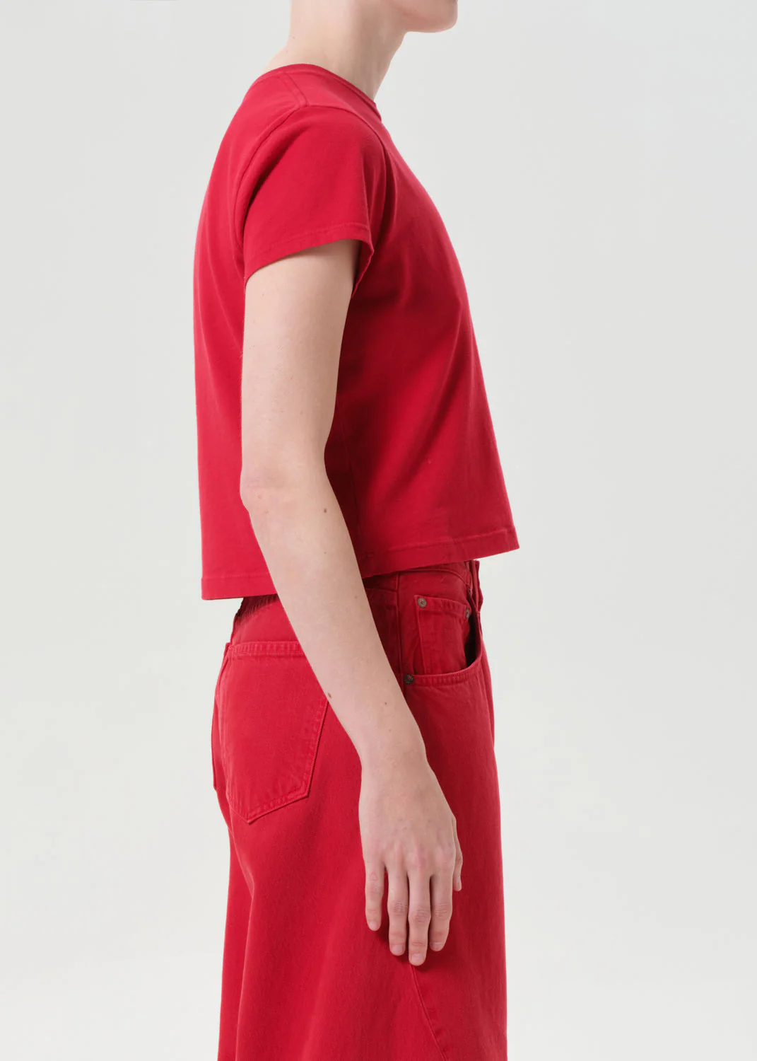 AGOLDE Adine Shrunken Tee - Tomato - Image 4