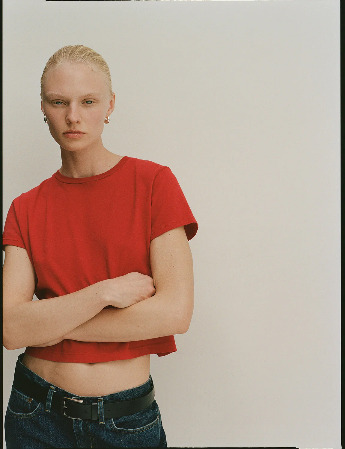 AGOLDE Adine Shrunken Tee - Tomato - Image 5