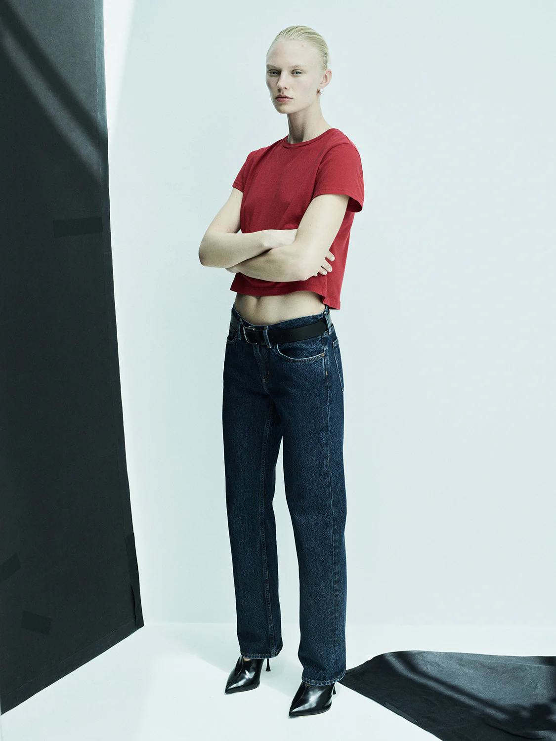 AGOLDE Adine Shrunken Tee - Tomato - Image 6