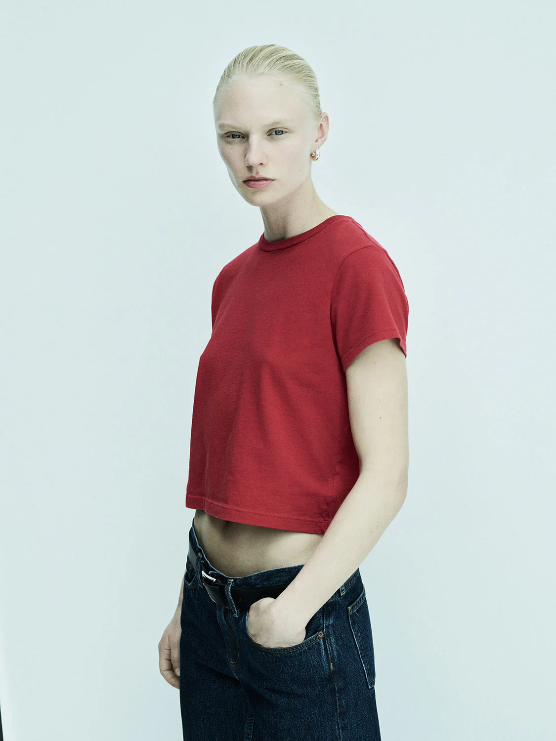 AGOLDE Adine Shrunken Tee - Tomato - Image 7