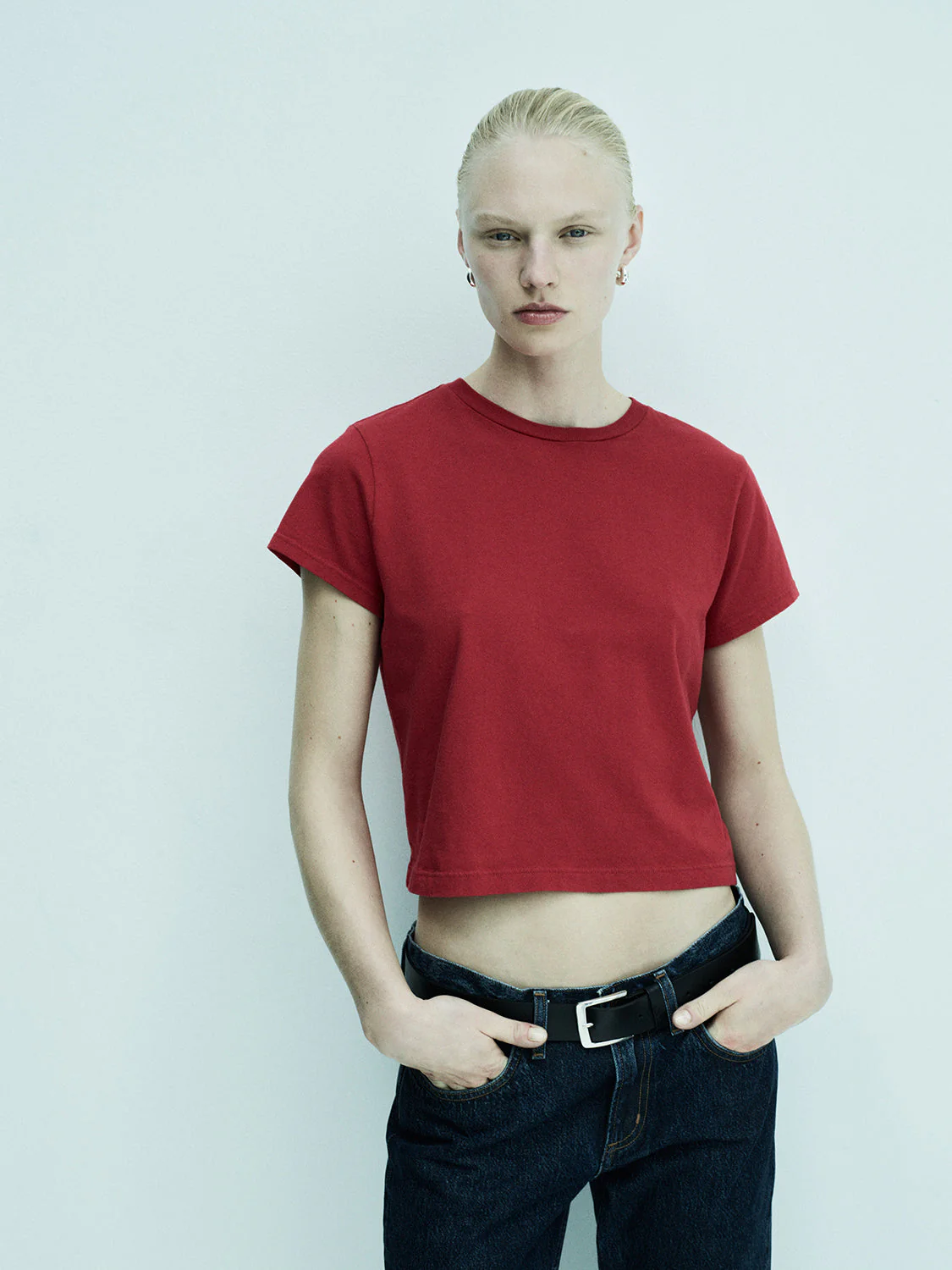 AGOLDE Adine Shrunken Tee - Tomato - Image 8