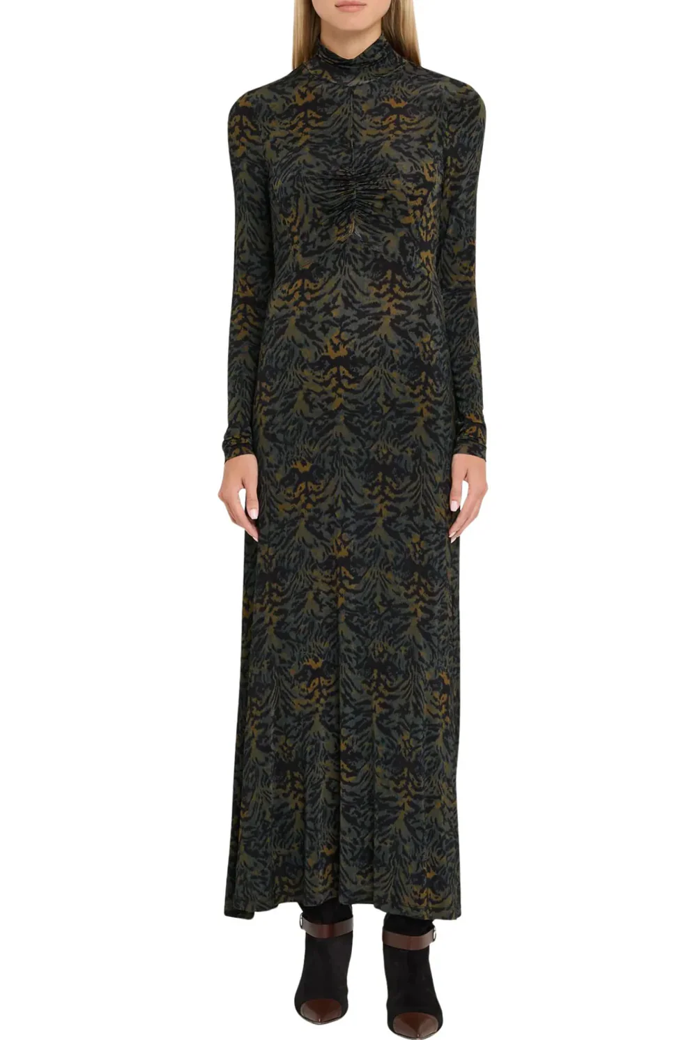 Ulla Johnson Koa Jersey Ruched Front Turtleneck Dress - Image 2