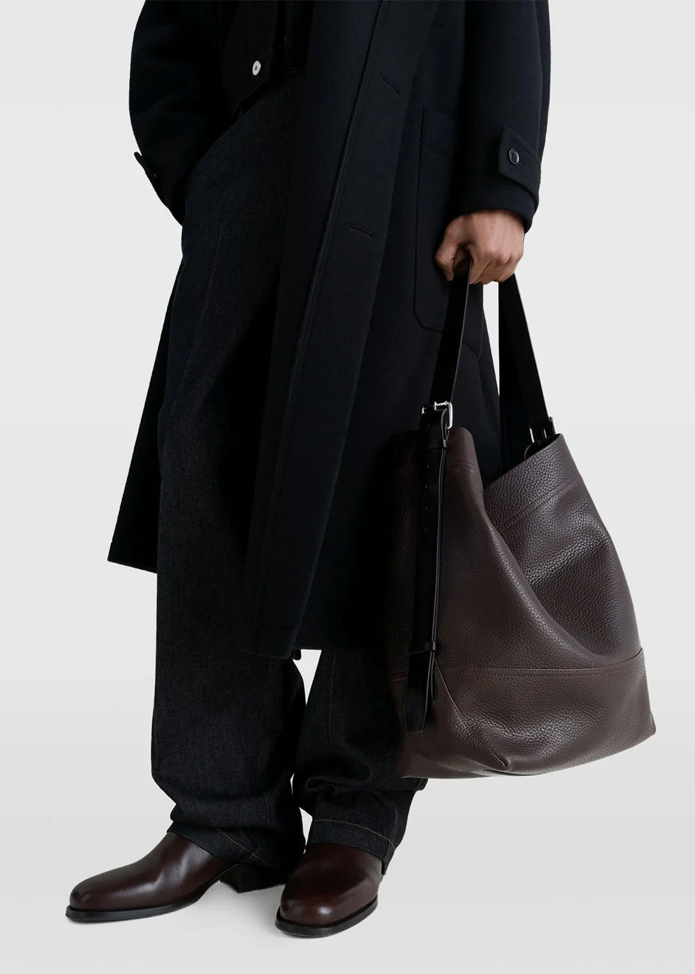 Lemaire Belted Tote Bag - Dark Chocolate - Image 4