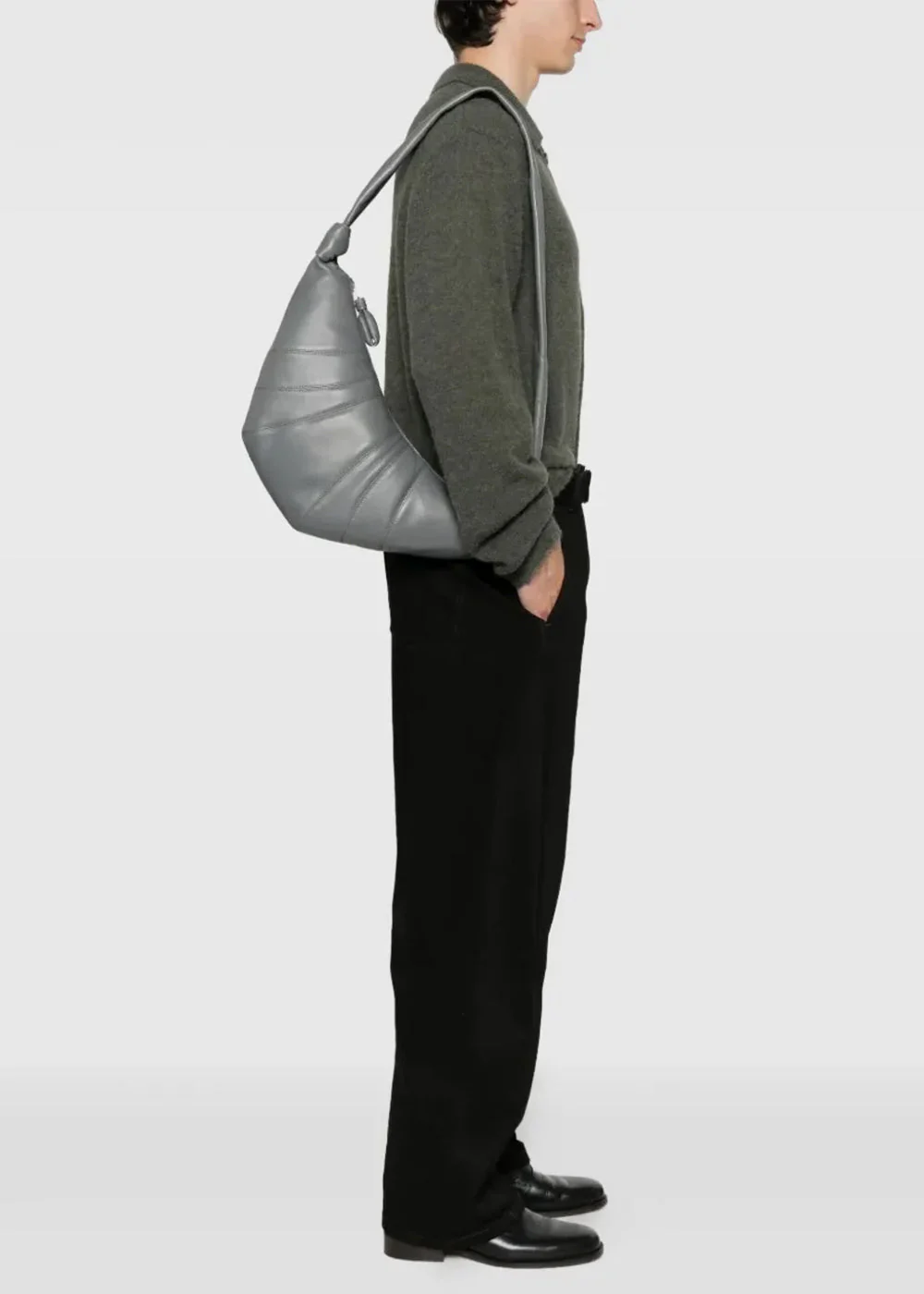Lemaire Medium Croissant Bag - Smoked Pearl - Image 2