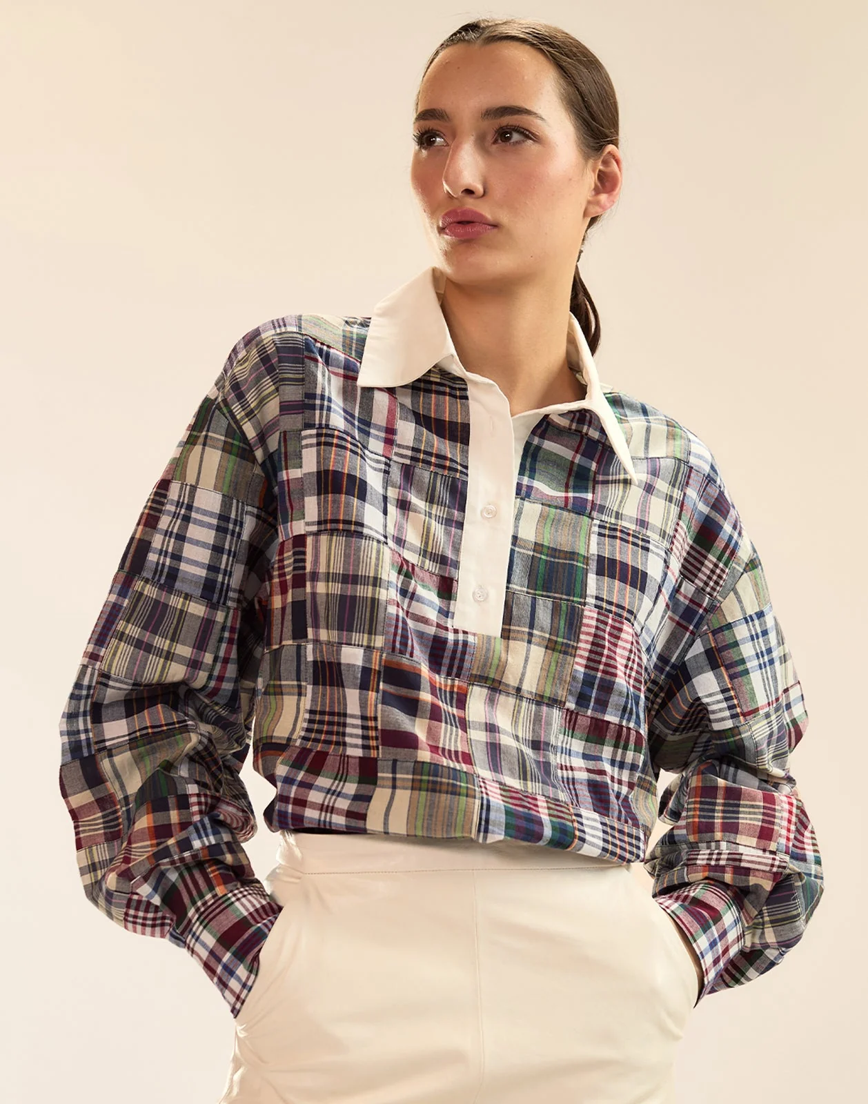 Cynthia Rowley Marisol Madras Rugby Shirt - Plaid