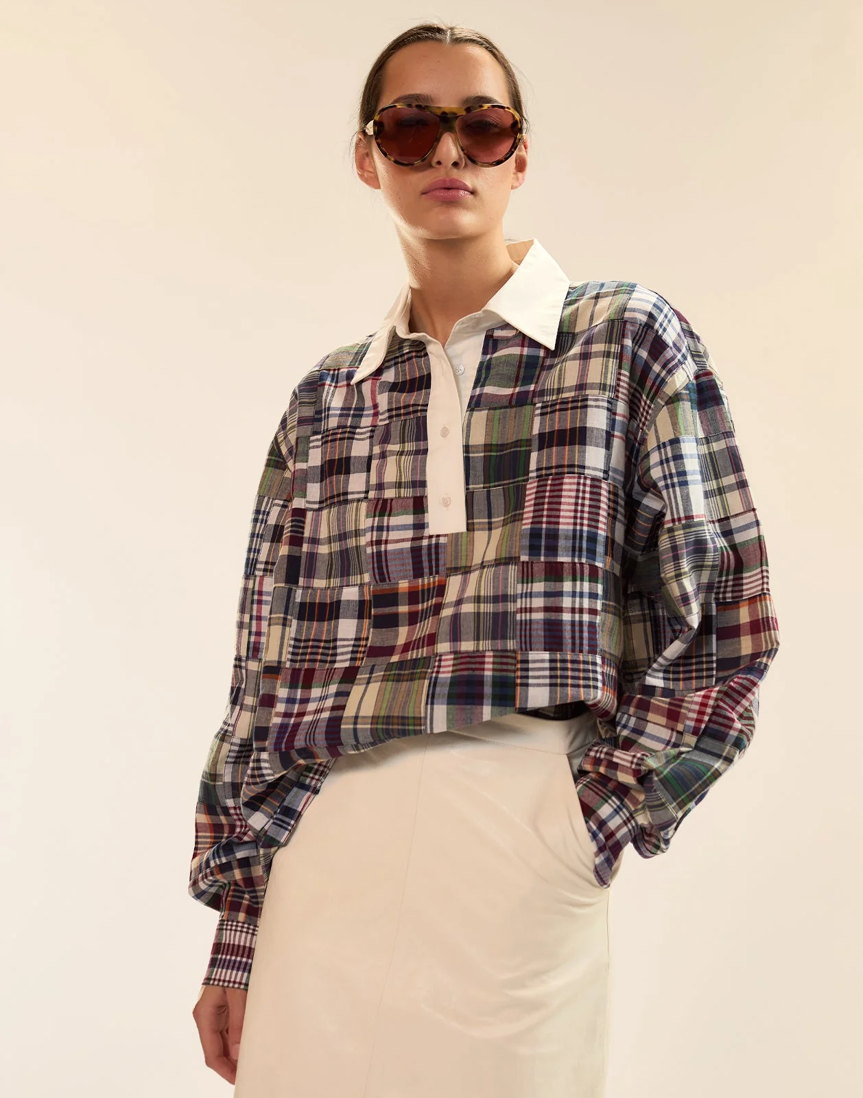 Cynthia Rowley Marisol Madras Rugby Shirt - Plaid - Image 7