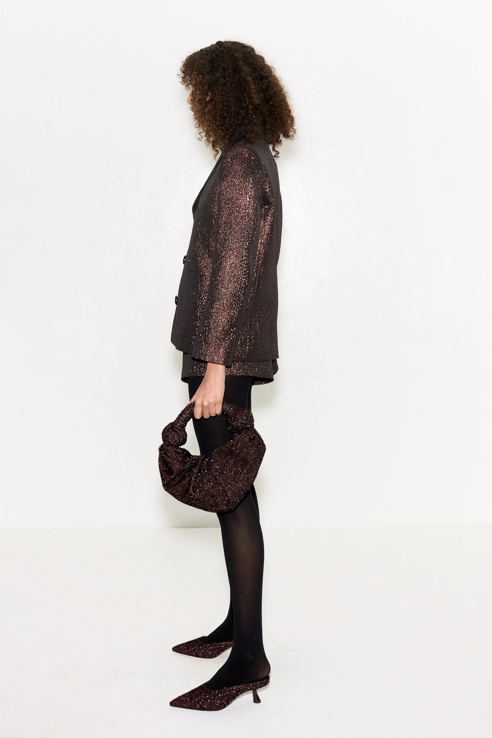 Simon Miller Fleur Metallic Shorts - Bronze - Image 6