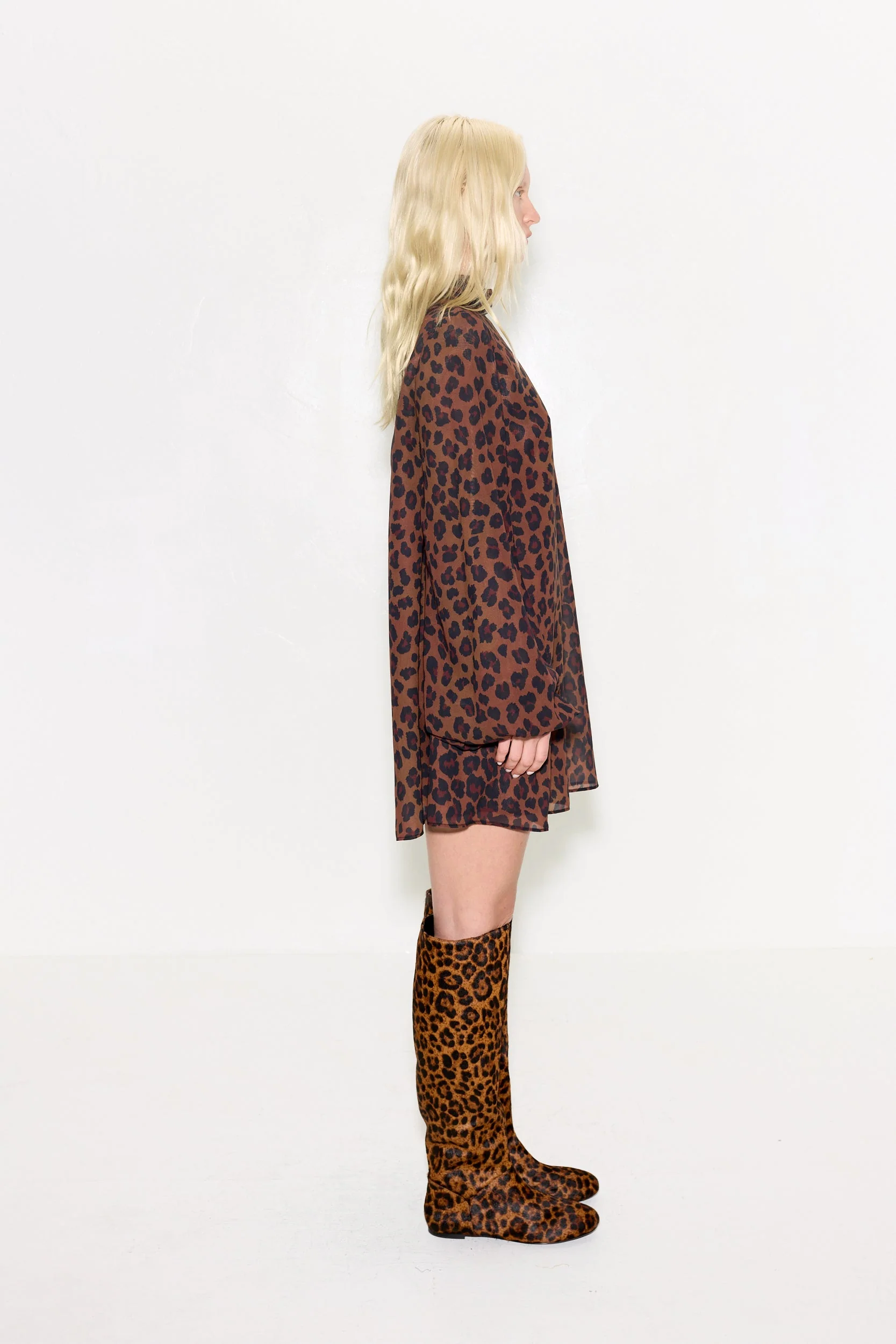 Simon Miller Joplin Chiffon Mini Dress - Choco Brown Leopard - Image 4