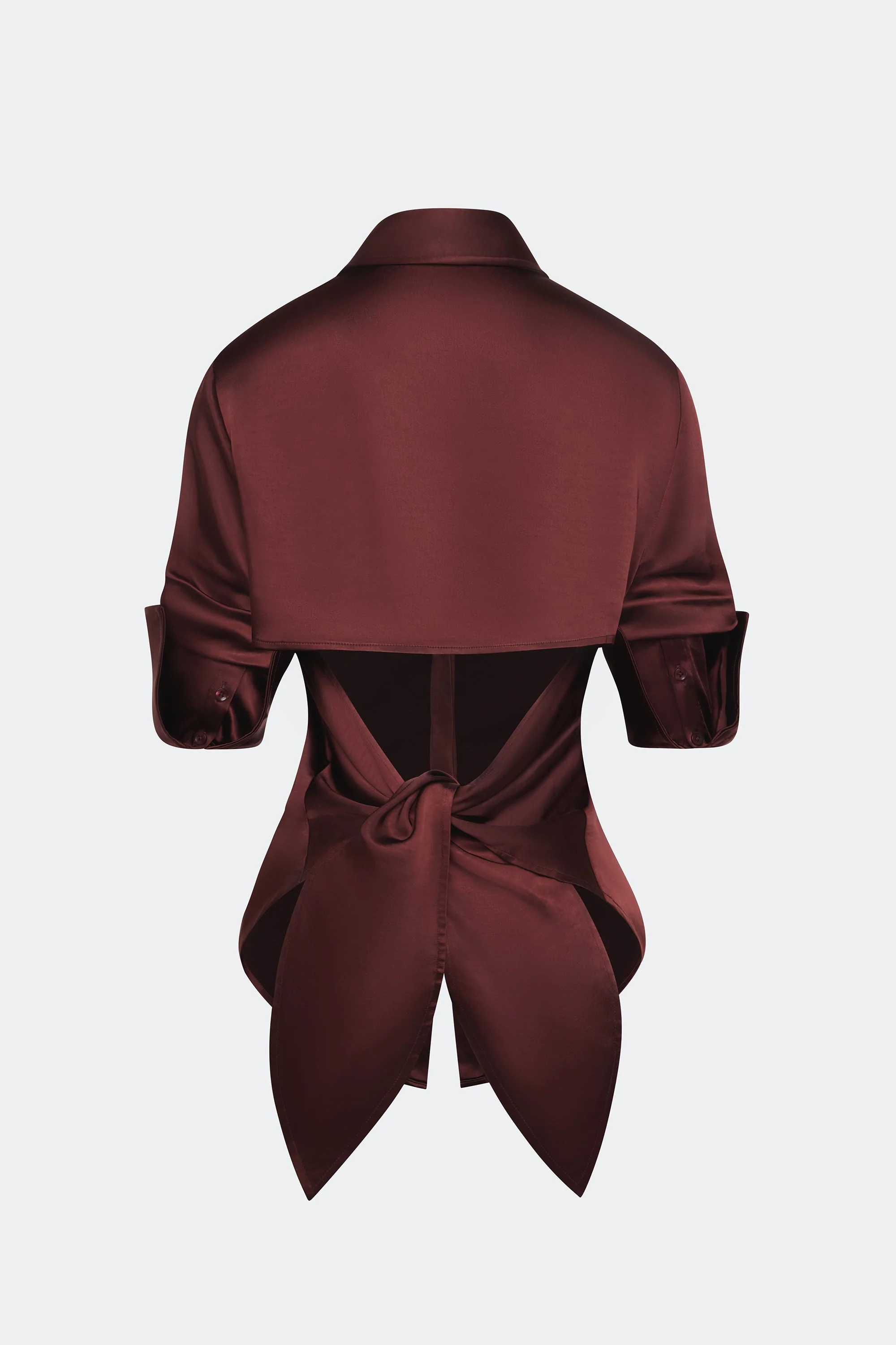 Simon Miller Loch Satin Button Up Shirt - Choco Brown - Image 4