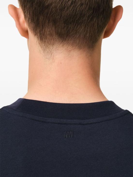 AMI Short Sleeve T-Shirt - Navy - Image 3