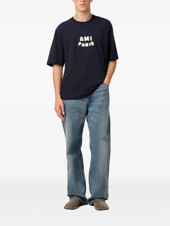 AMI Short Sleeve T-Shirt - Navy - Image 6