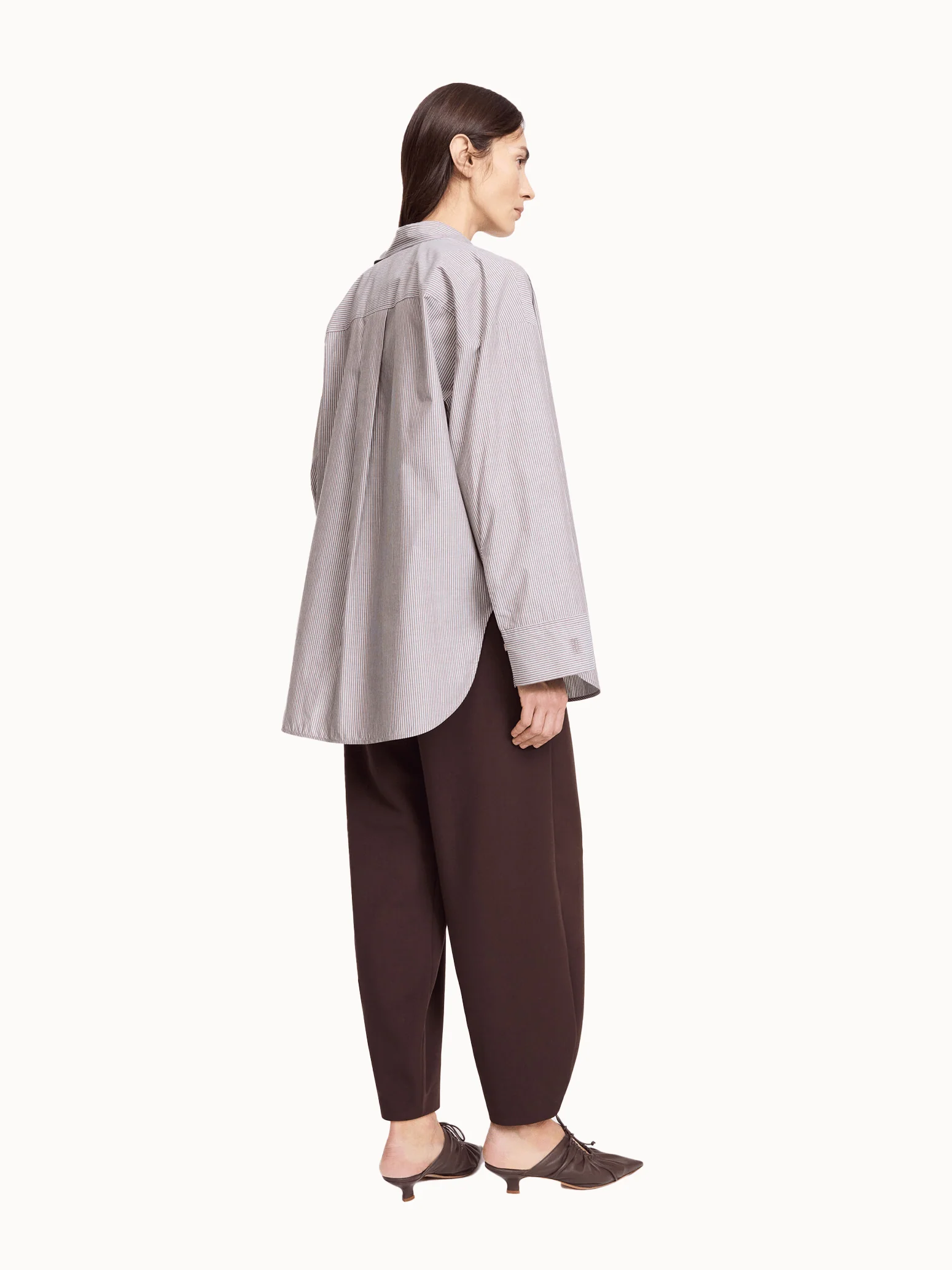 By Malene Birger Derris Shirt - Thin Brown Stripe - Image 4