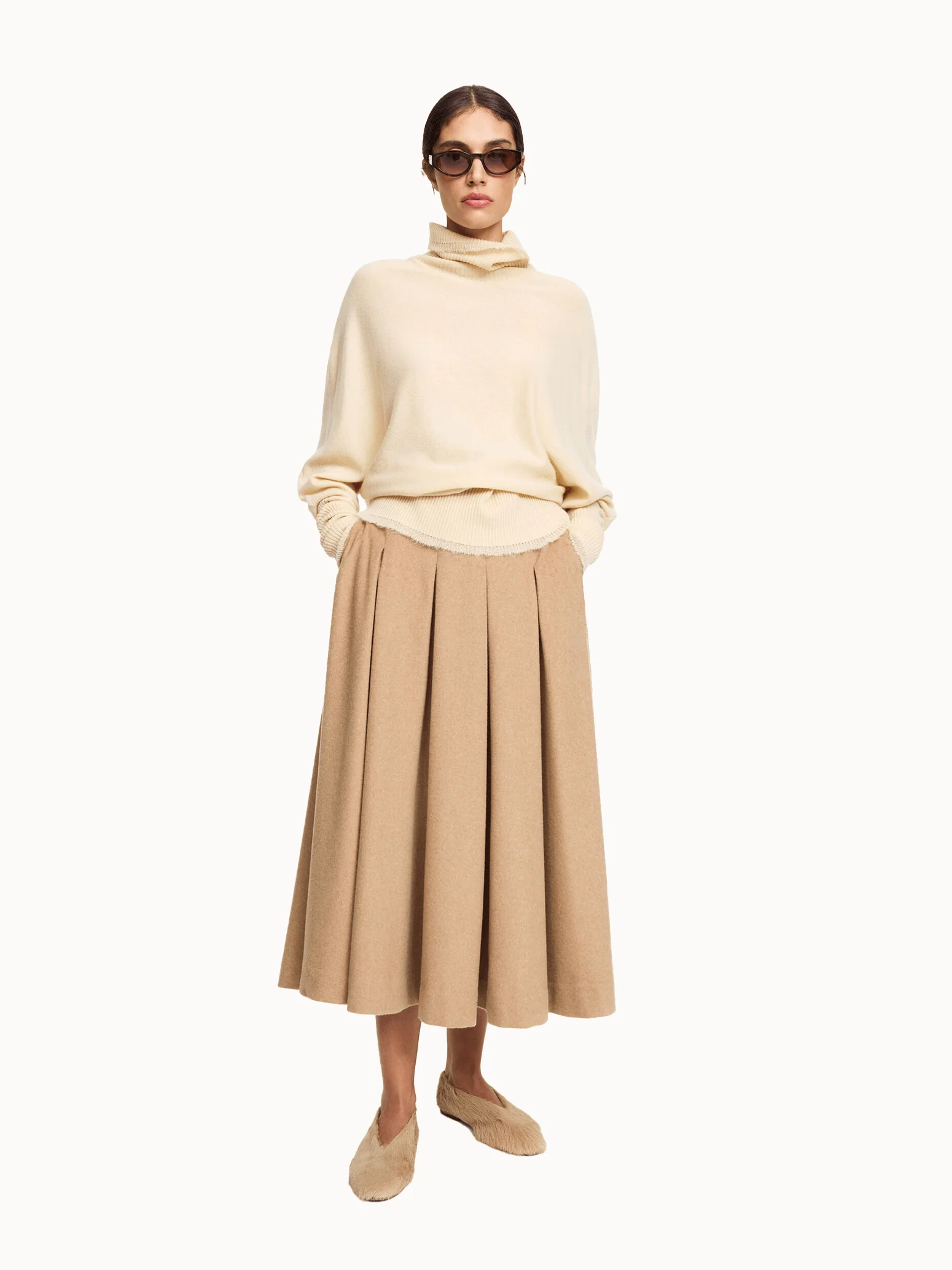 By Malene Birger Eden Wool Skirt - Medium Beige Melange - Image 3