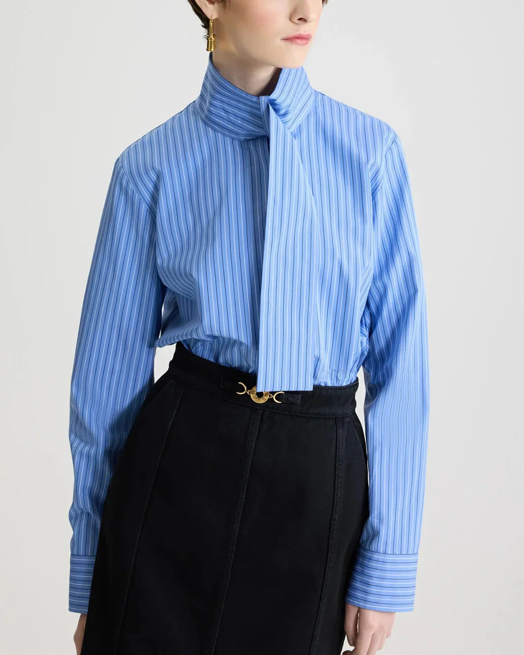 Patou Scarf Collar Blouse - Blue - Image 2