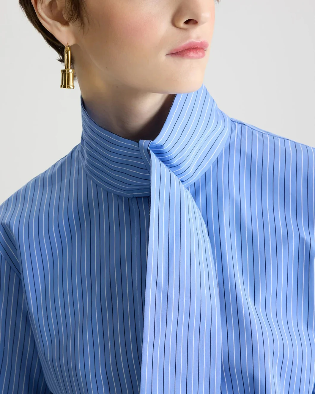 Patou Scarf Collar Blouse - Blue - Image 4