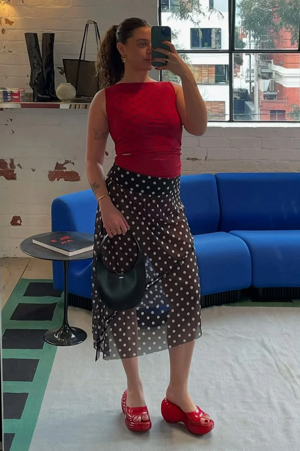 House of Sunny Polka Dot Mesh Printed Skirt - Multi - Image 11