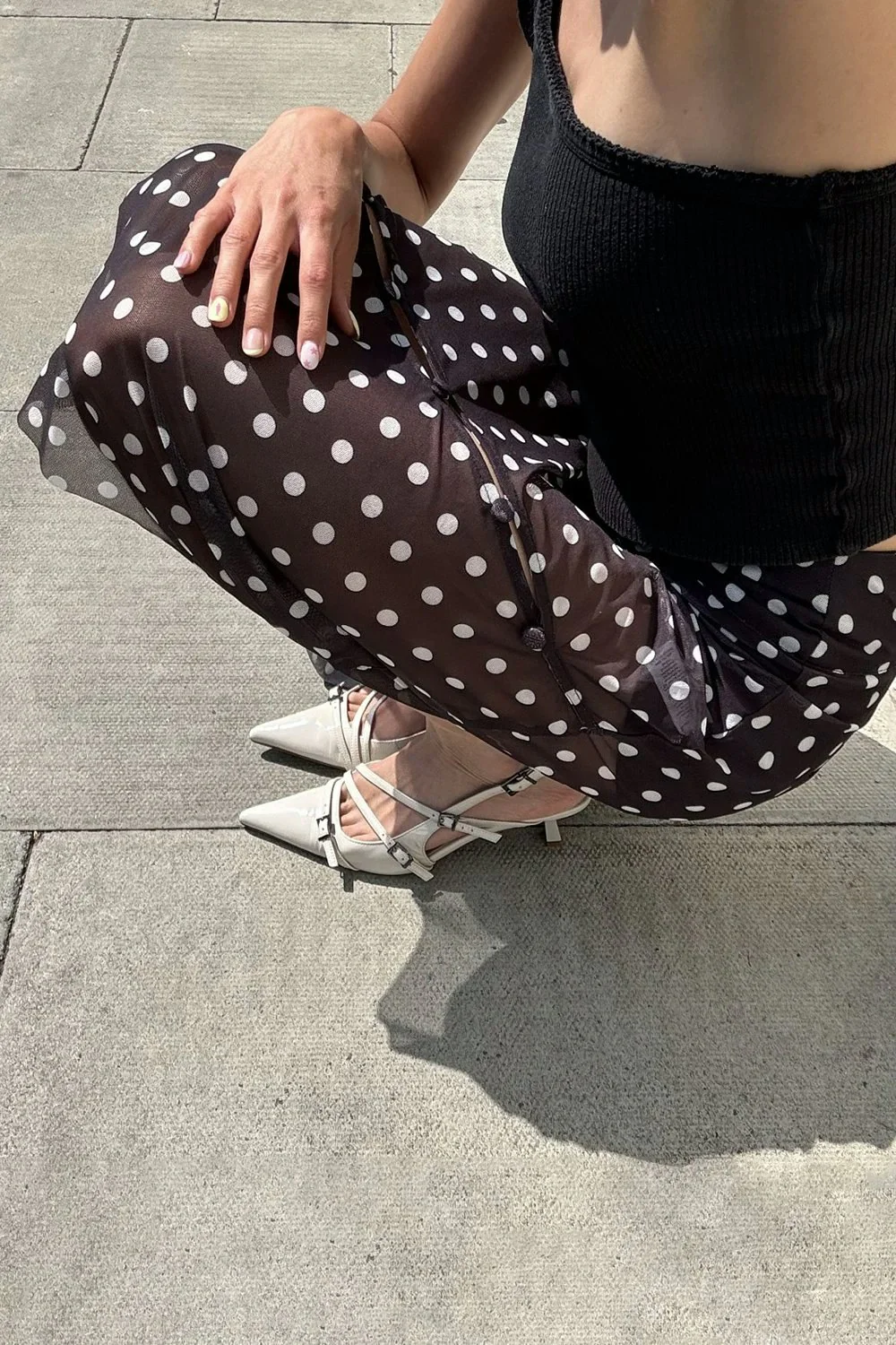 House of Sunny Polka Dot Mesh Printed Skirt - Multi - Image 8
