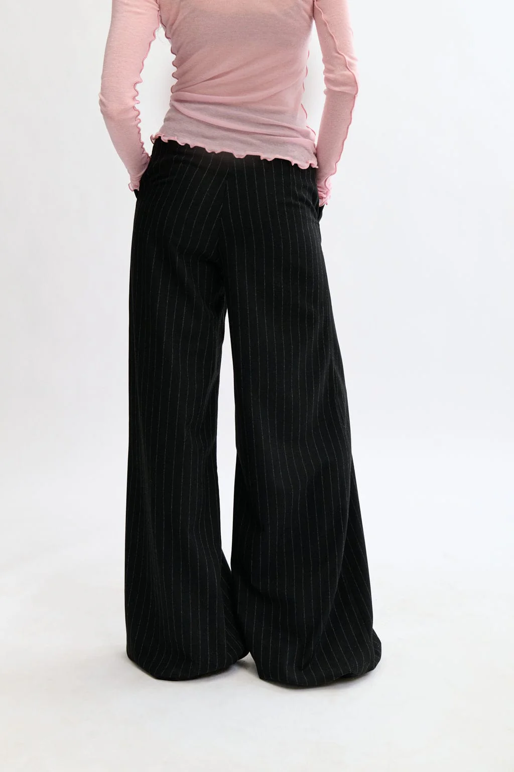 Eliza Faulkner Lavoy Pant - Warm Grey Pinstripe - Image 2