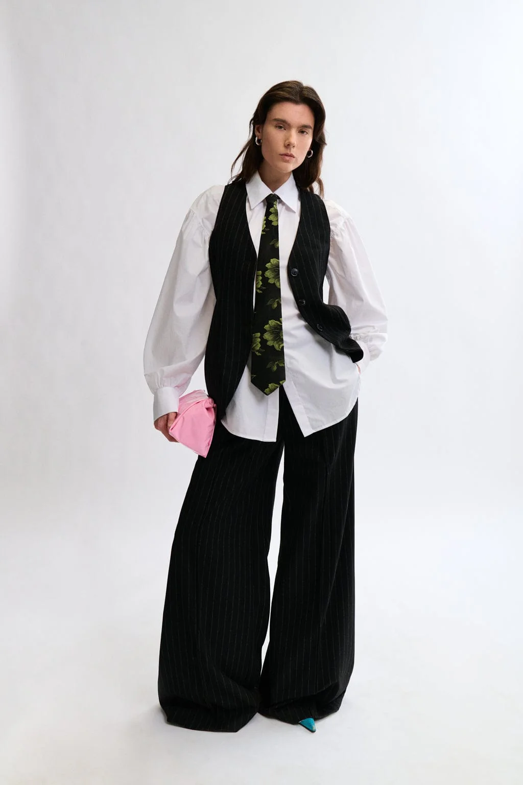 Eliza Faulkner Lavoy Pant - Warm Grey Pinstripe - Image 3