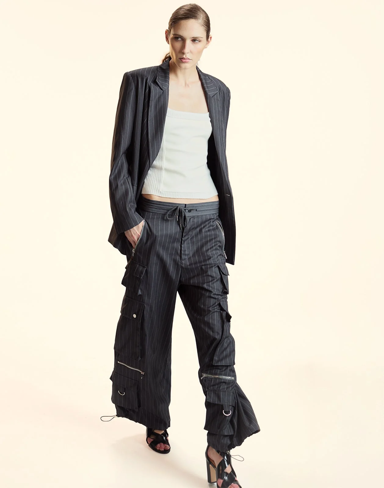 Cynthia Rowley Pinstripe Blazer - Heather Grey - Image 2