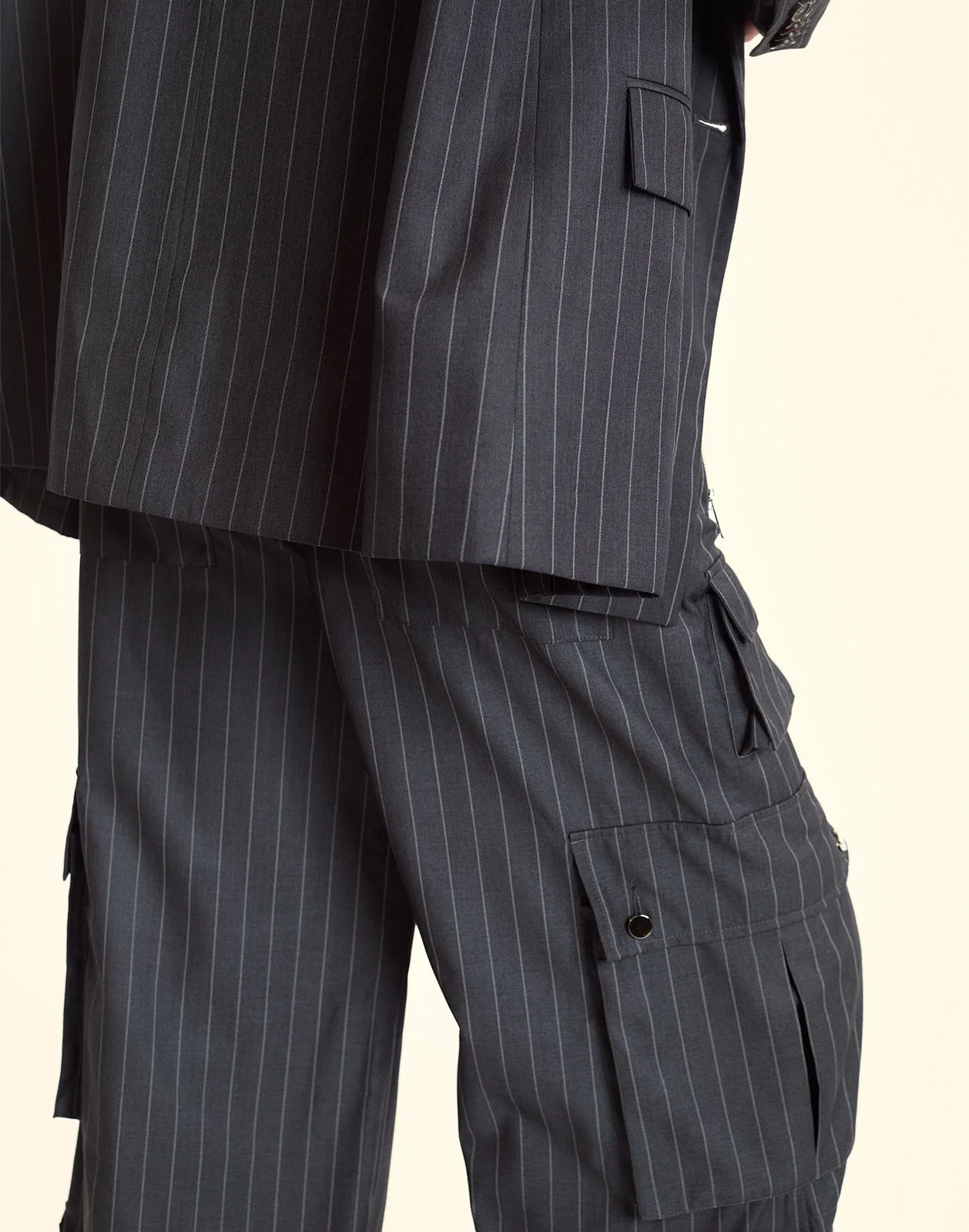 Cynthia Rowley Pinstripe Cargo Pants - Grey - Image 5