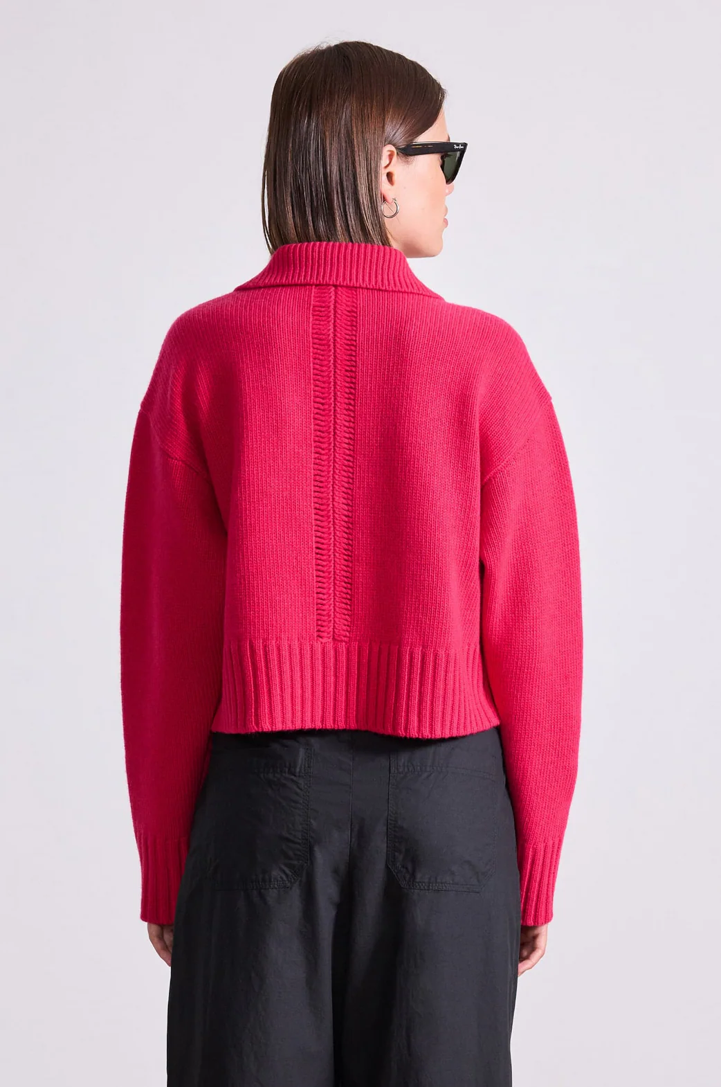 Apiece Apart Split Neck Henley Cerise - Image 3