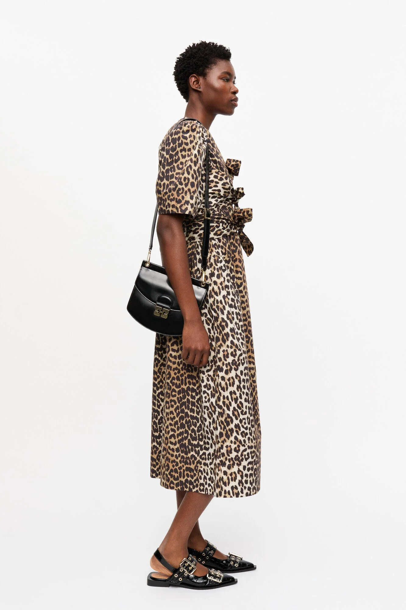 Ganni Leopard Printed Tie Dress - Image 4