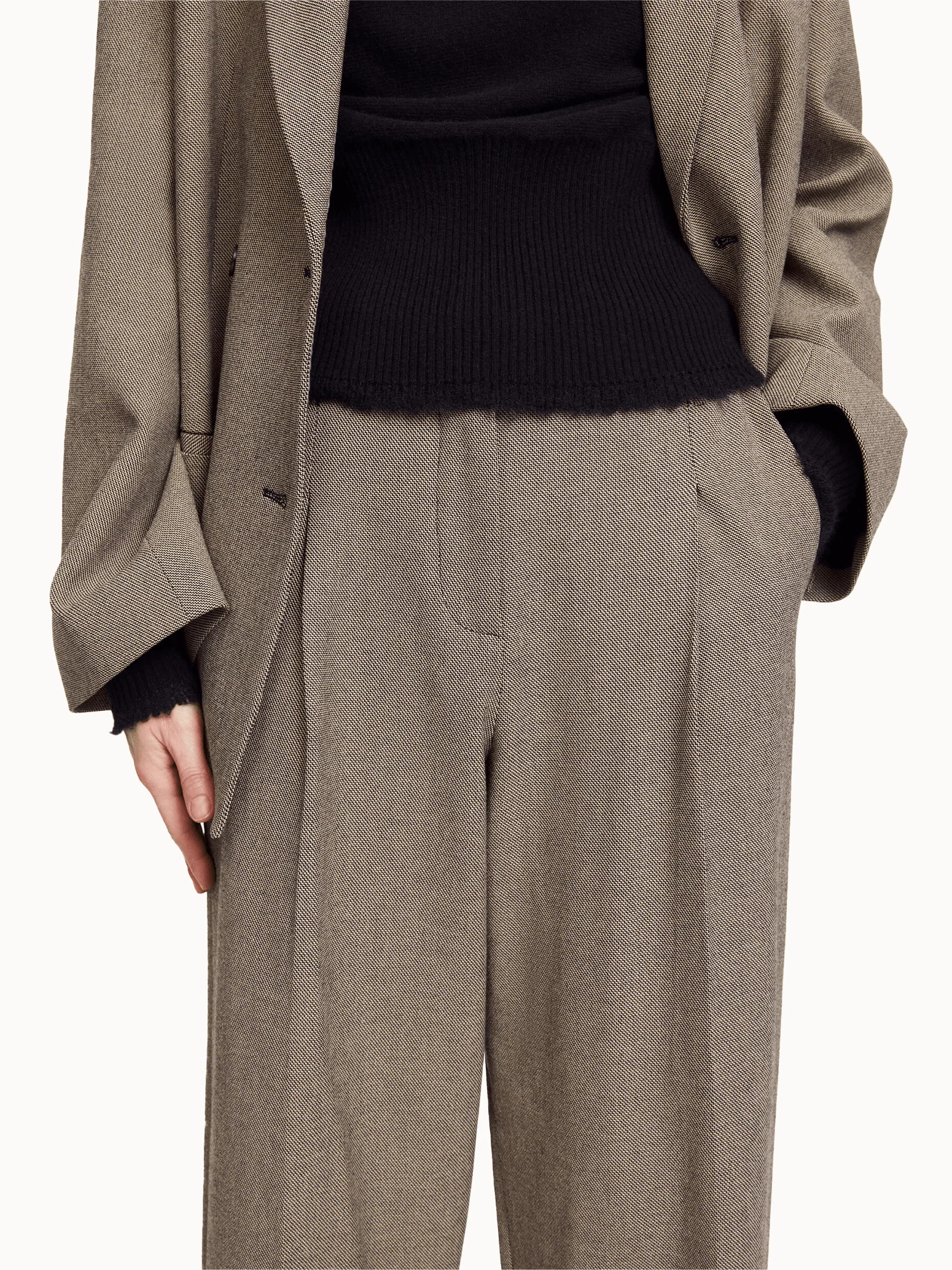By Malene Birger Elsa Trousers - Mixed Weave Beige - Image 3