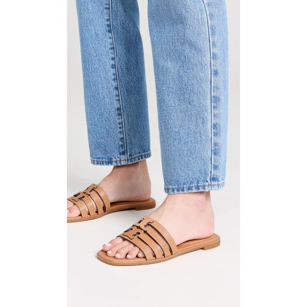 Tory Burch Ines Leather Cage Slides - Camello/Camello - Image 3