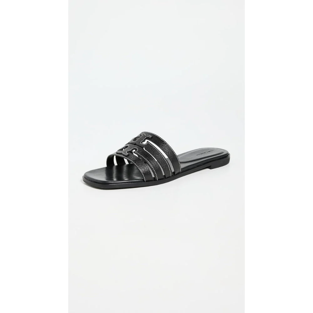 Tory Burch Ines Tumbled Leather Cage Slide - Perfect Black - Image 2