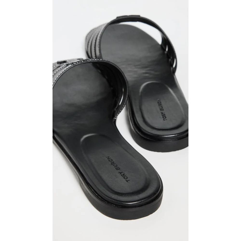 Tory Burch Ines Tumbled Leather Cage Slide - Perfect Black - Image 3
