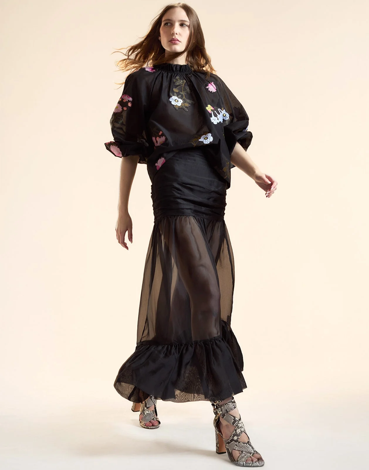 Cynthia Rowley Fil Coupe Blouse - Black Floral - Image 3