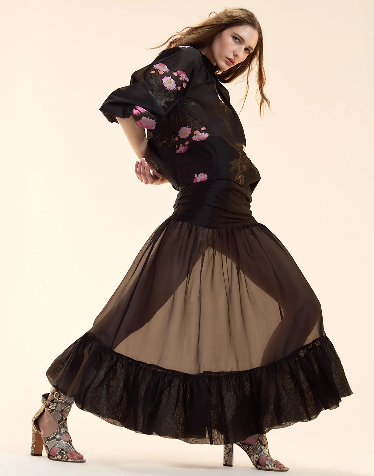 Cynthia Rowley Fil Coupe Blouse - Black Floral - Image 4