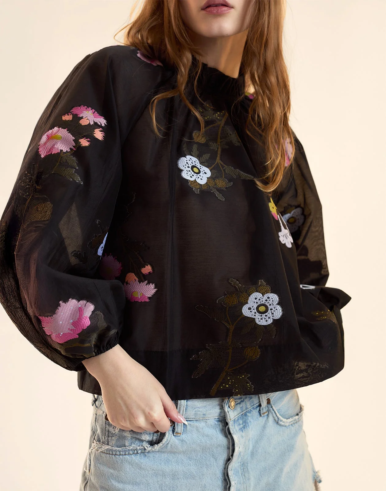 Cynthia Rowley Fil Coupe Blouse - Black Floral - Image 7