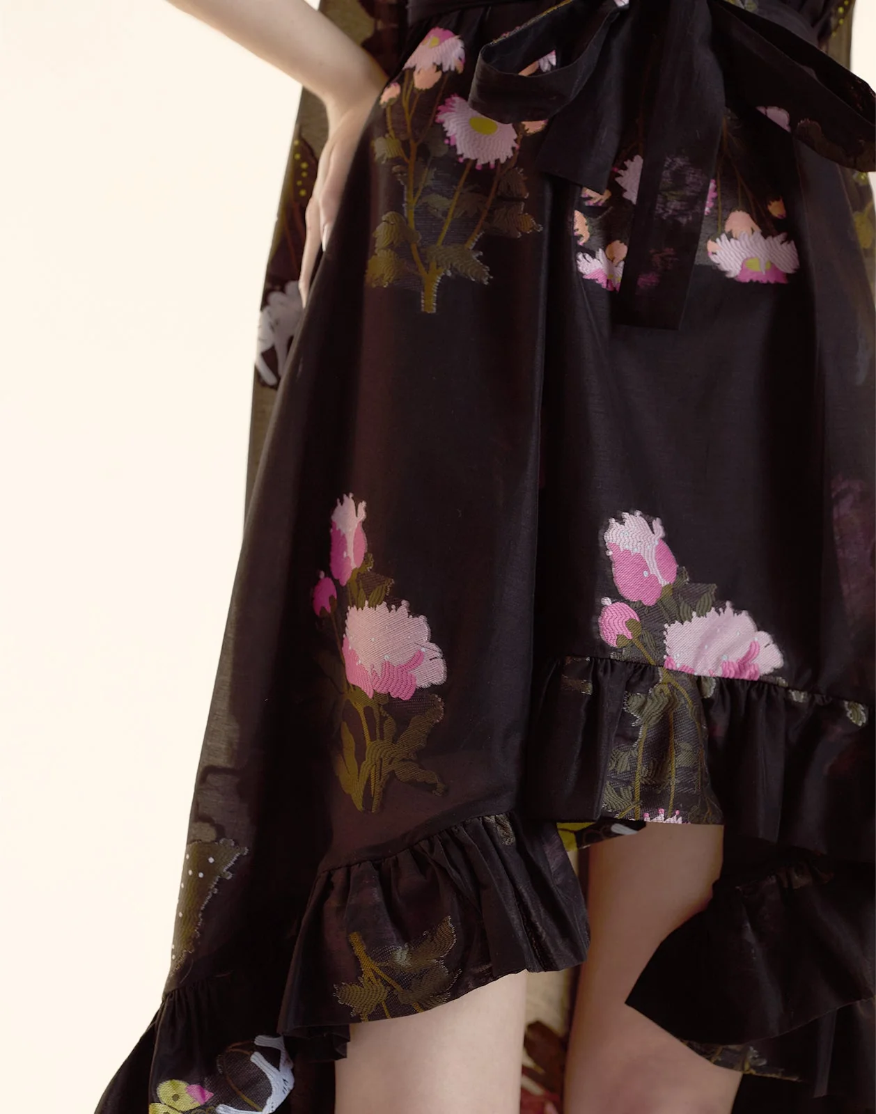 Cynthia Rowley Fil Coupe High Low Dress - BLKFL - Image 4