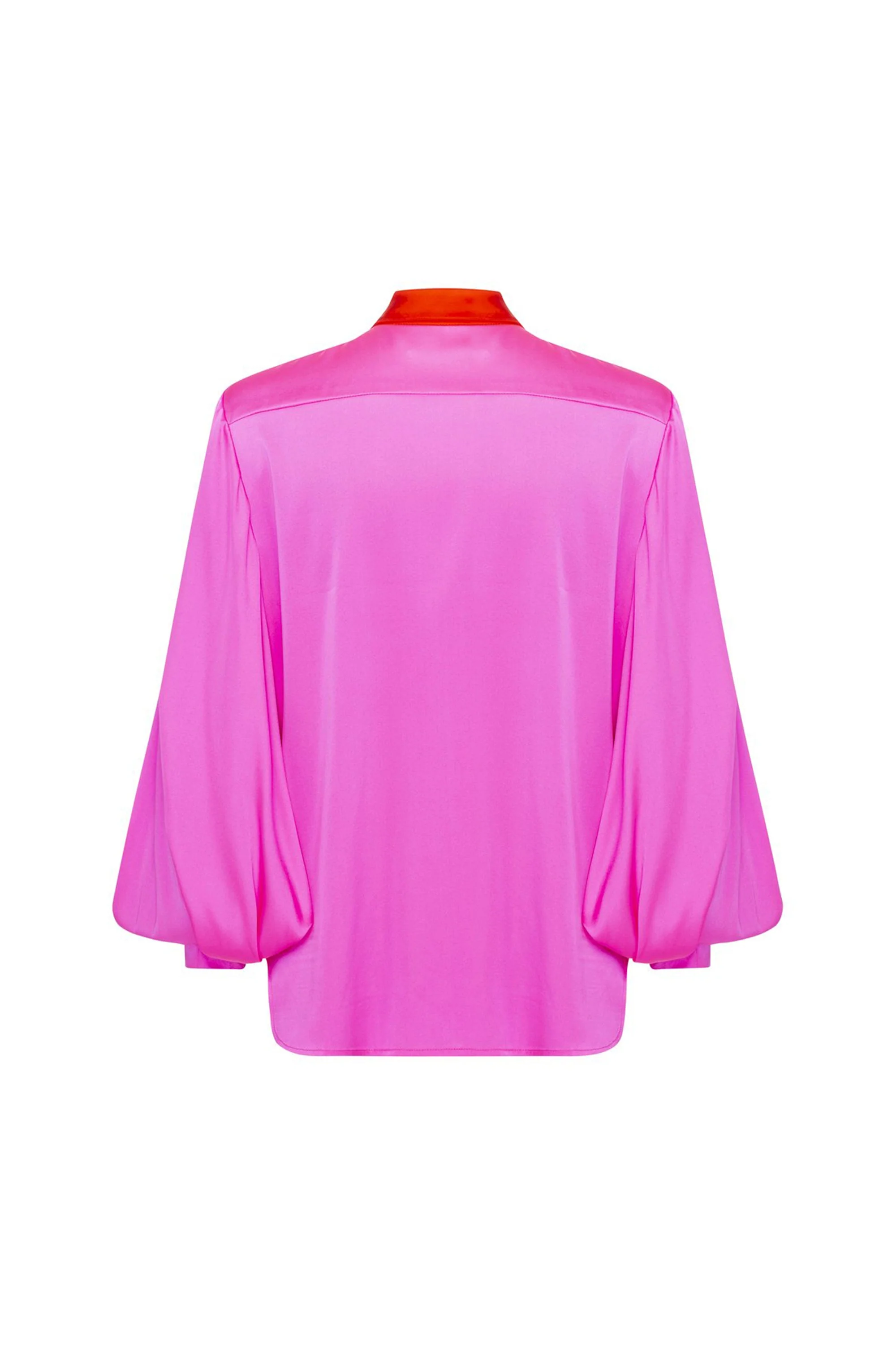 ALEX PERRY Sutton Silk Satin Balloon Sleeve Dress - Pink w Scarlet - Image 9
