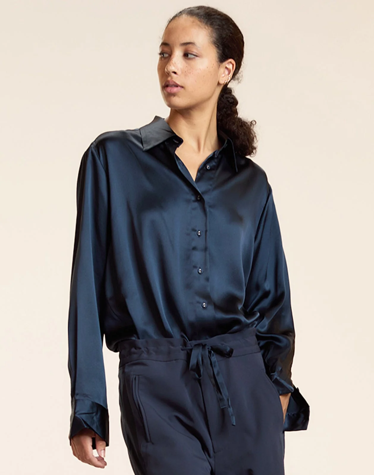 Cynthia Rowley Collectible Silk Shirt - Navy