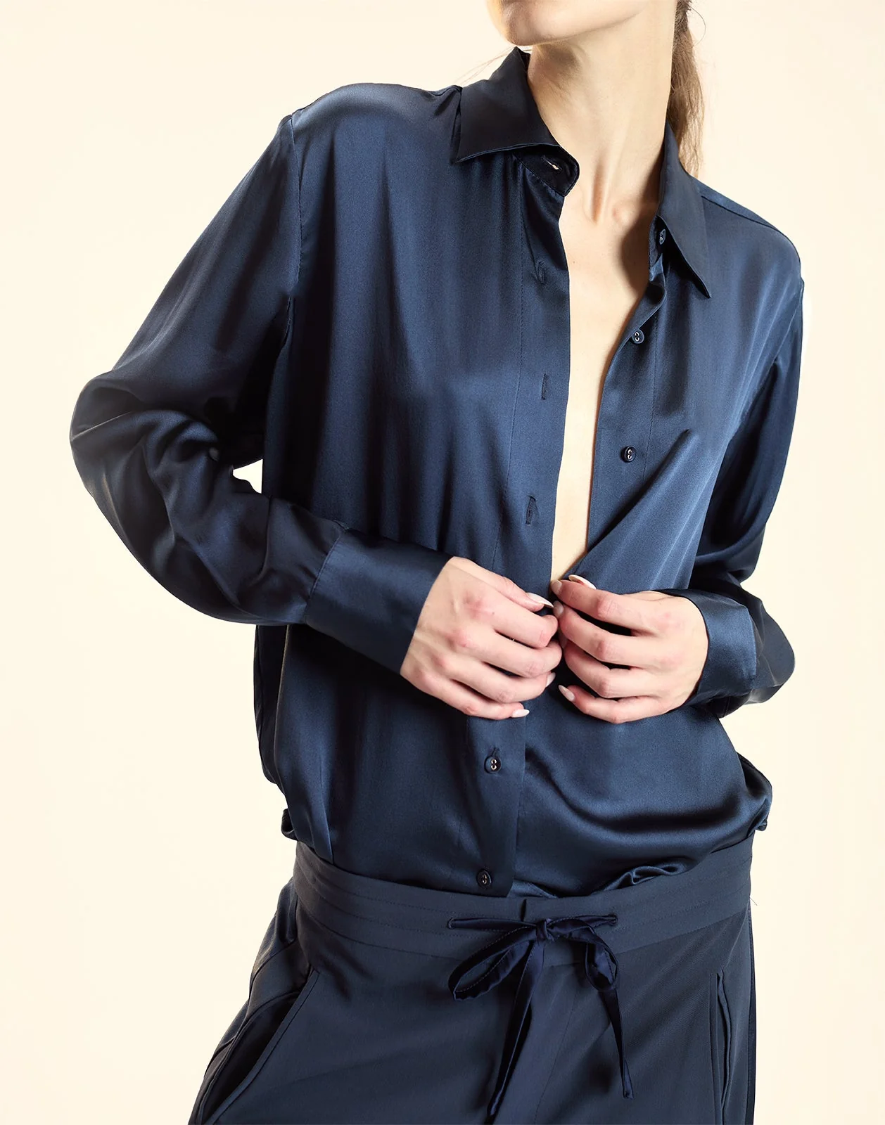 Cynthia Rowley Collectible Silk Shirt - Navy - Image 7