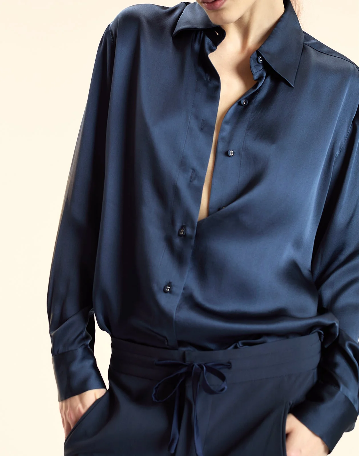 Cynthia Rowley Collectible Silk Shirt - Navy - Image 8