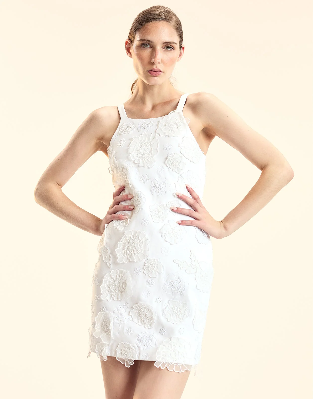 Cynthia Rowley Pop Floral Applique Mini Dress - White - Image 2